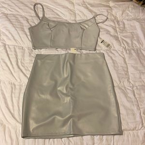 Iridescent crop top and skirt